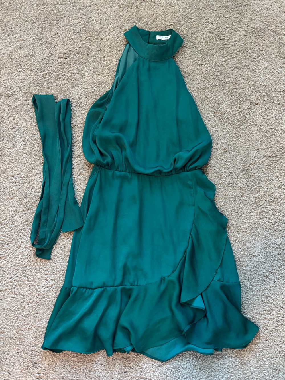 Women's Ruffle Hem Flowy Dress in Teal